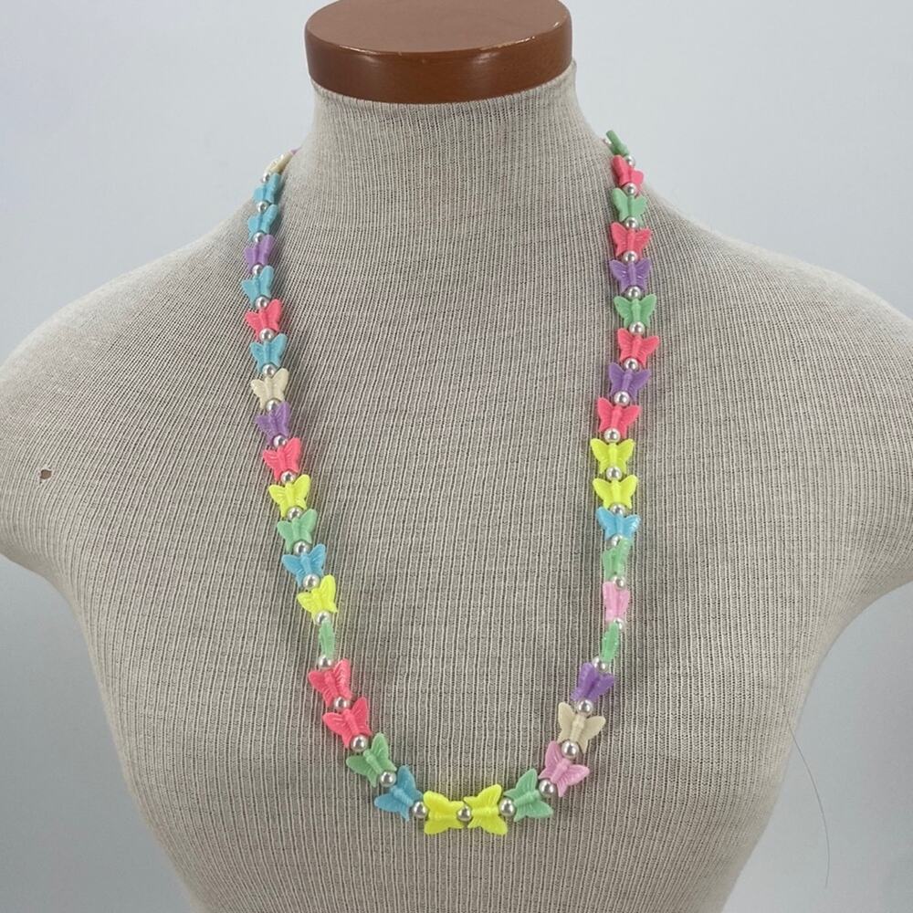 Pastel rainbow butterfly necklace